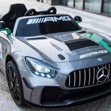 Mercedes Benz GT4 AMG Sports Edition Licensed 12v Electric Ride on Car, Silver