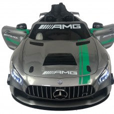 Mercedes Benz GT4 AMG Sports Edition Licensed 12v Electric Ride on Car, Silver