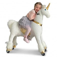 MY PONY ride on Unicorn - Medium/White & Gold Unicorn