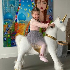 MY PONY ride on Unicorn - Medium/White & Gold Unicorn